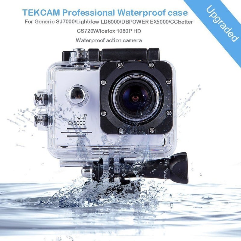 TEKCAM Waterproof Case Compatible with AKASO EK7000/Apexcam M80AIR/Pro Xtreme/SJCAM SJ4000/Dragon Touch Vision3 YF, Waterproof Housing Case for Action Camera with Same Button Position(Watch Install Video) - Image 4