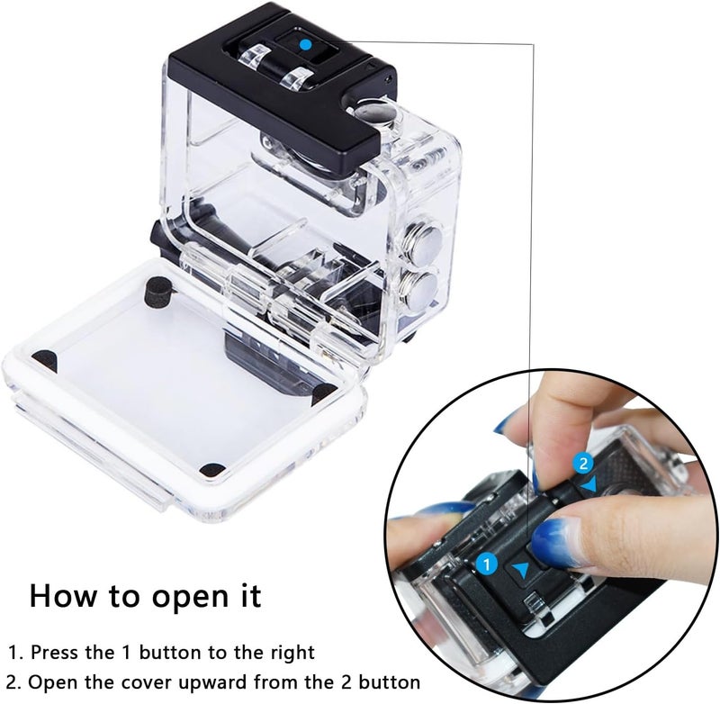 TEKCAM Waterproof Case Compatible with AKASO EK7000/Apexcam M80AIR/Pro Xtreme/SJCAM SJ4000/Dragon Touch Vision3 YF, Waterproof Housing Case for Action Camera with Same Button Position(Watch Install Video) - Image 5