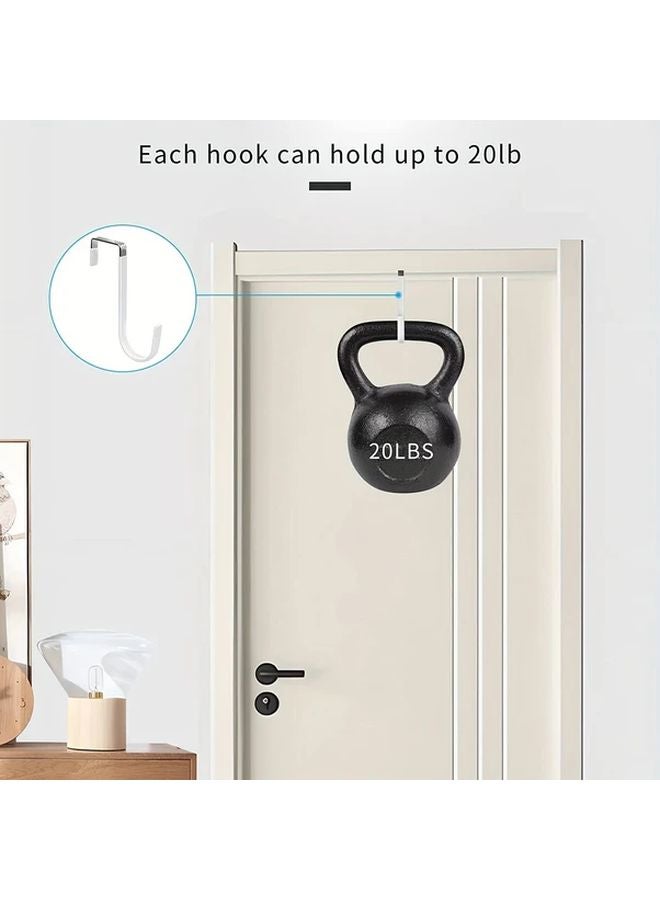 4 Pack White Heavy Duty Over The Door Hanger Hooks With Rubber Prevent Scratches - Image 4