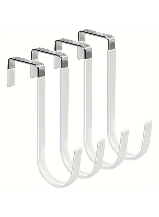 4 Pack White Heavy Duty Over The Door Hanger Hooks With Rubber Prevent Scratches - Image 2