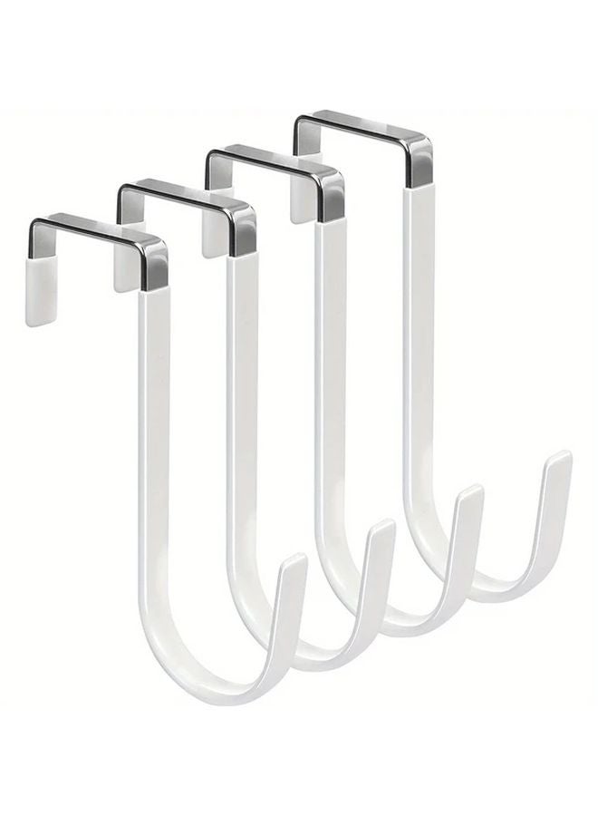 4 Pack White Heavy Duty Over The Door Hanger Hooks With Rubber Prevent Scratches - Image 1