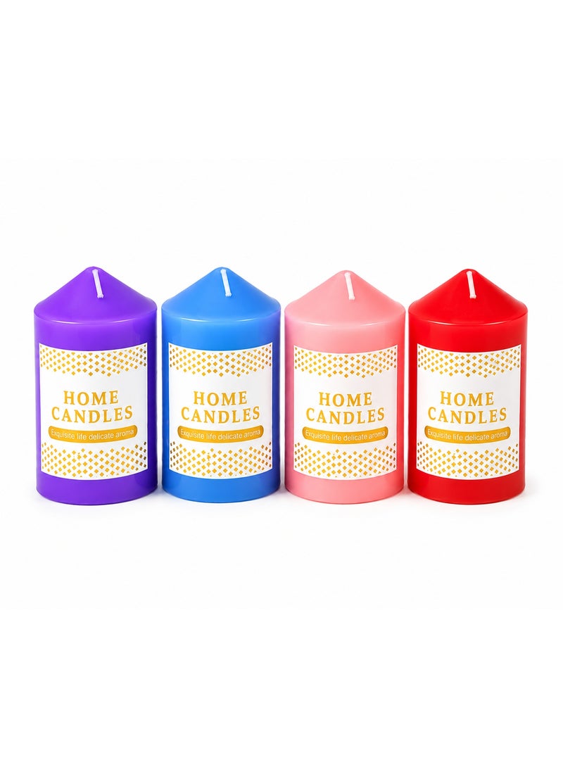 Scented Candles Set 4 Pieces, Multi Color Long Burning Decorative Candles For Home Decor, Bedroom, Living Room, Bathroom, Gifts & Special Occasions - Image 2