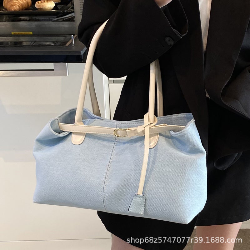 Commuting Large Capacity Bag Women'S Contrast Color Handbag Casual Fashion Shoulder Tote Bag - Image 3