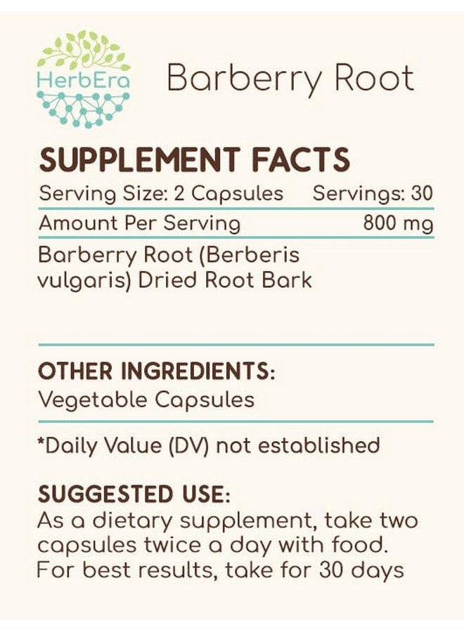 HerbEra Barberry Root 60 Capsules, 400 mg, Concentrated Liquid Drops Natural Barberry Root (Berberis Vulgaris) Dried Root Bark (60 Capsules) - Image 4