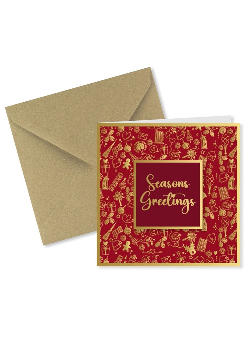 Share the Love Red Seasons Greetings Card Envelope Set - Image 1