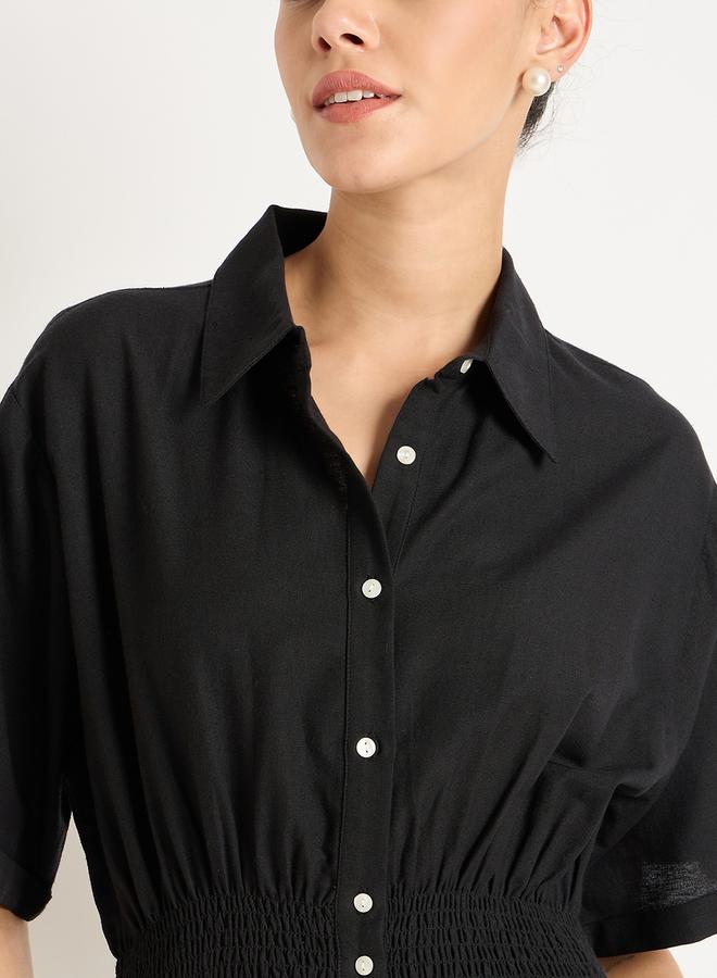 Femmella Black Button-Up Dress  - Image 3