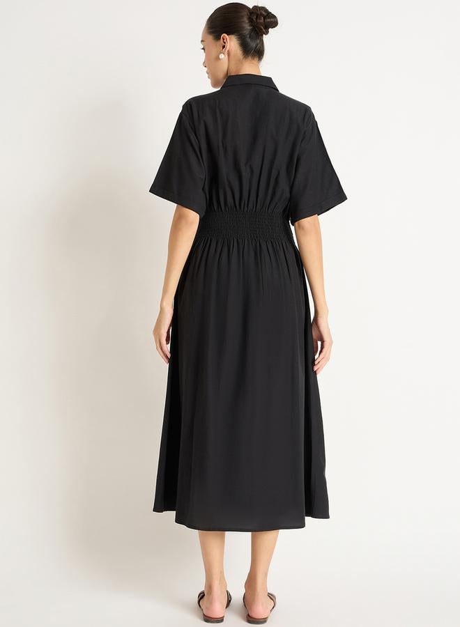Femmella Black Button-Up Dress  - Image 2