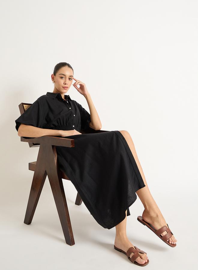 Femmella Black Button-Up Dress  - Image 5