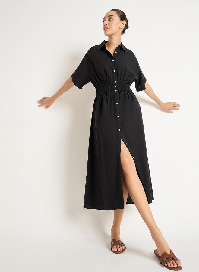 Femmella Black Button-Up Dress  - Image 4