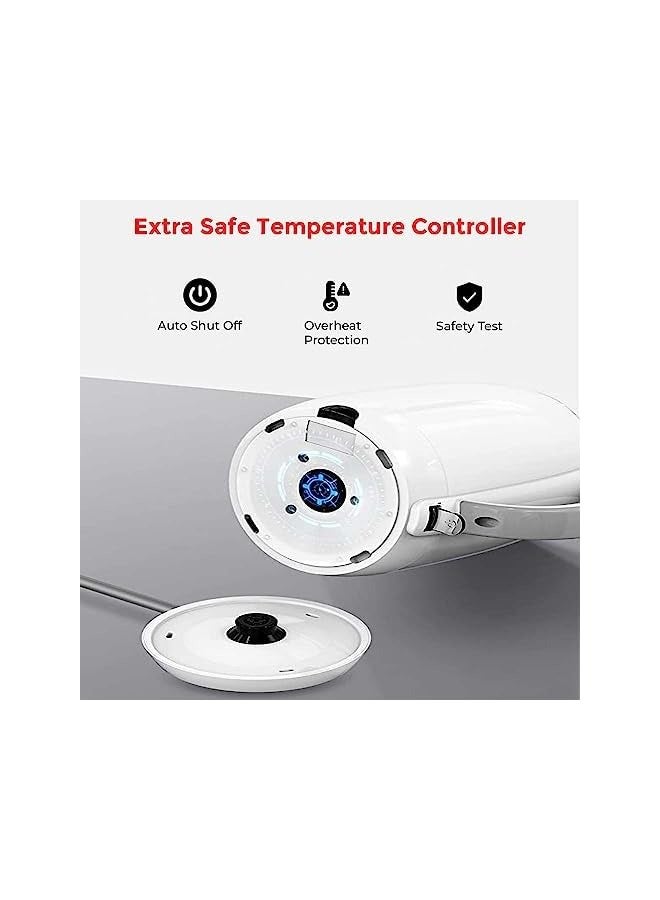 vesus غلاية، ستانلس ستيل، غلاية بدون سلك، قدرة 1800 واط، 1.8 لتر، غلاية كهربائية مع إيقاف تلقائي عند الفراغ، غلاية باللون الأبيض - Image 5