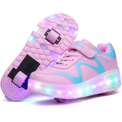 Nsasy Roller Shoes USB Charge Girls Boys Sneakers with Wheels LED Roller Skates Shoes - Image 1