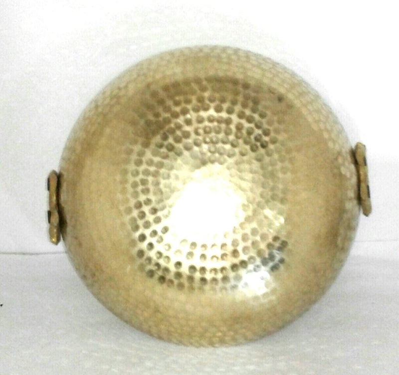 SHOPSIDEX Brass Hammered Kadhai for CookingServing Pital Kadhai Pure Brass 4 Litter - Image 2