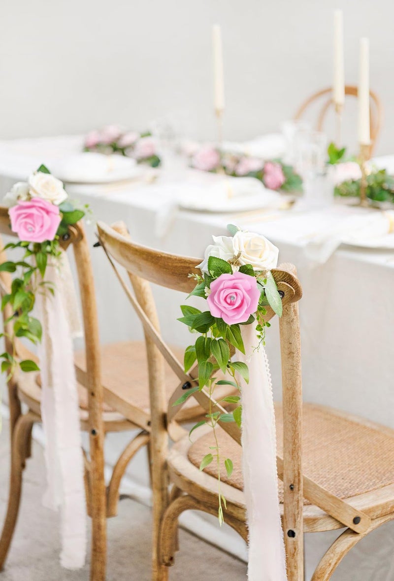 IPOPU 100pcs Pink Foam Rose Artificial Flower Bulk with Crystal 3in Real Looking Stemless Fake Roses for DIY Craft Wedding Bouquets Wall Decoration Bridal Shower Arrangement Home Decorations(Pink) - Image 5