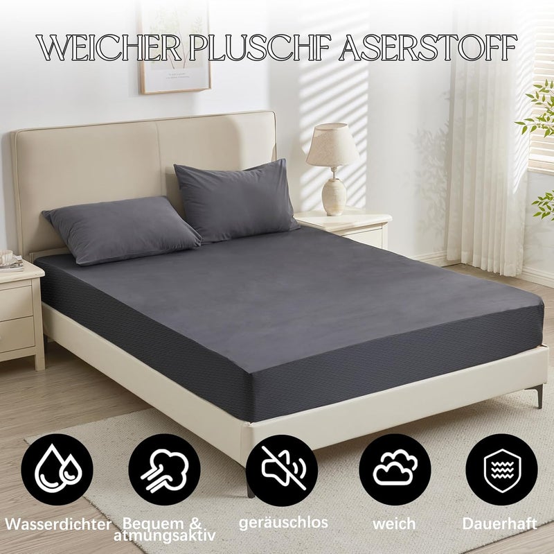ohano Waterproof Mattress Protector 120 x 200 cm, Fine Flannel Microfibre Fitted Sheet, Incontinence Pad, Moisture Protection Bed Sheet, Waterproof and Breathable Mattress Cover, Grey - Image 2
