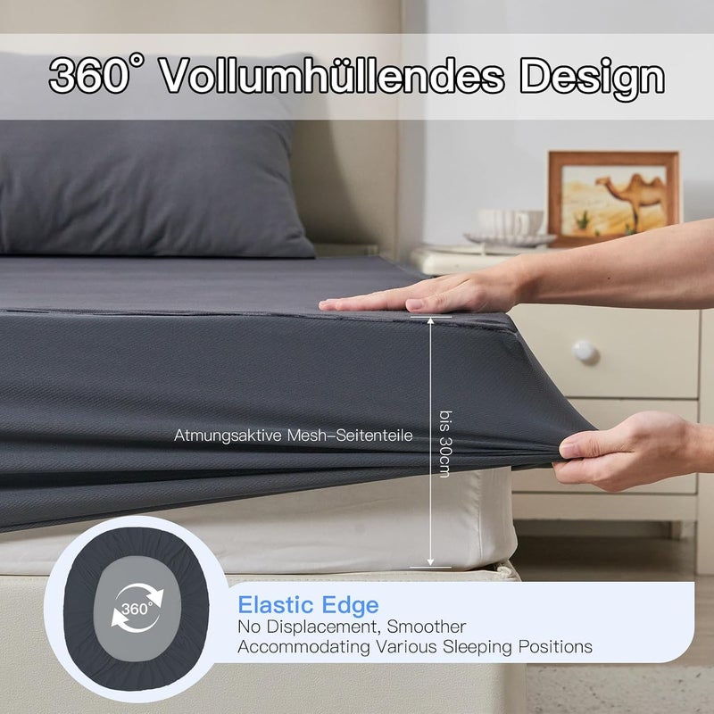 ohano Waterproof Mattress Protector 120 x 200 cm, Fine Flannel Microfibre Fitted Sheet, Incontinence Pad, Moisture Protection Bed Sheet, Waterproof and Breathable Mattress Cover, Grey - Image 5