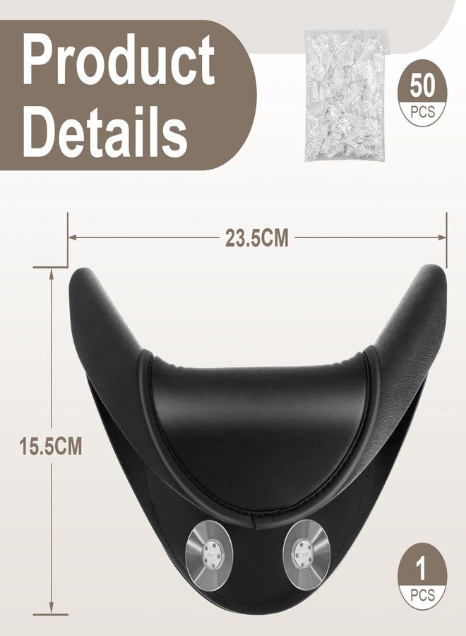 Swess Shampoo Bowl Neck Rest with Disposable Ear Covers, Soft Silicone Shampoo Bowl Neck Cushion Salon Sink Neck Cushion for Shampoo Bowl, Professional Salon & Home Use & Dual Suction Cups - Image 2