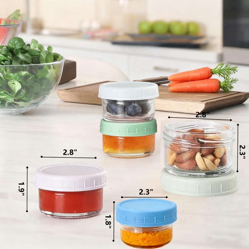 stablerice 3 Sizes of Salad Dressing Container To Go Glass Small Condiment with Lids,Sauce Cups Mini Condiment Dip Jars with Lids,Leakproof Reusable for Lunch Box Accessories,2,3 & 4 oz, Set of 12 - Image 3