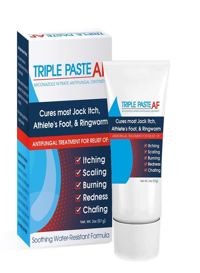 تريبل بيست مرهم Triple Paste AF المضاد للفطريات للبشرة، يعالج معظم حالات القدم والسعفة لدى الرياضيين - كريم مضاد للفطريات بتركيز 2% ميكونازول - أنبوب 2 أونصة (قد تختلف العبوة) - Image 1
