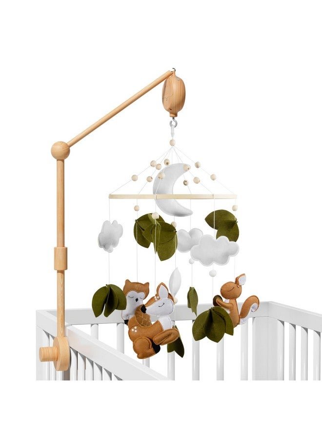FEISIKE Woodland Animals Theme Bassinet Baby Nursery Mobiles with Modes Digital Music Box 3In1 Set-34 Inch Wooden Mobile Arm for Crib Mobile Hanger for Crib Baby Nursery Decor - Image 1