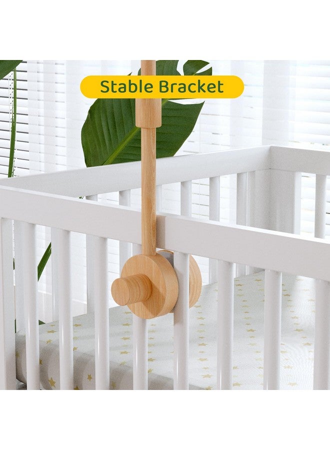 FEISIKE Woodland Animals Theme Bassinet Baby Nursery Mobiles with Modes Digital Music Box 3In1 Set-34 Inch Wooden Mobile Arm for Crib Mobile Hanger for Crib Baby Nursery Decor - Image 3