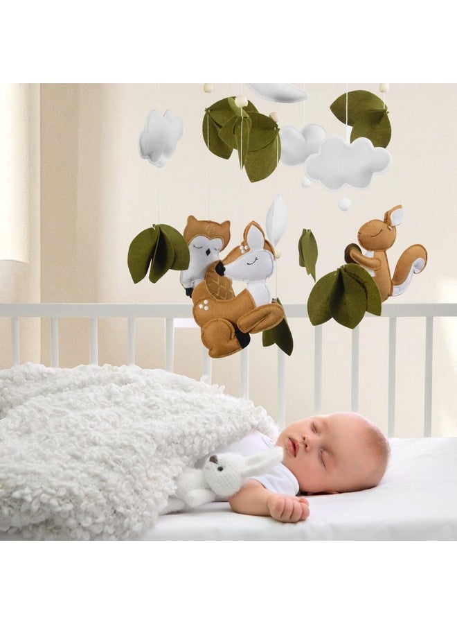 FEISIKE Woodland Animals Theme Bassinet Baby Nursery Mobiles with Modes Digital Music Box 3In1 Set-34 Inch Wooden Mobile Arm for Crib Mobile Hanger for Crib Baby Nursery Decor - Image 5
