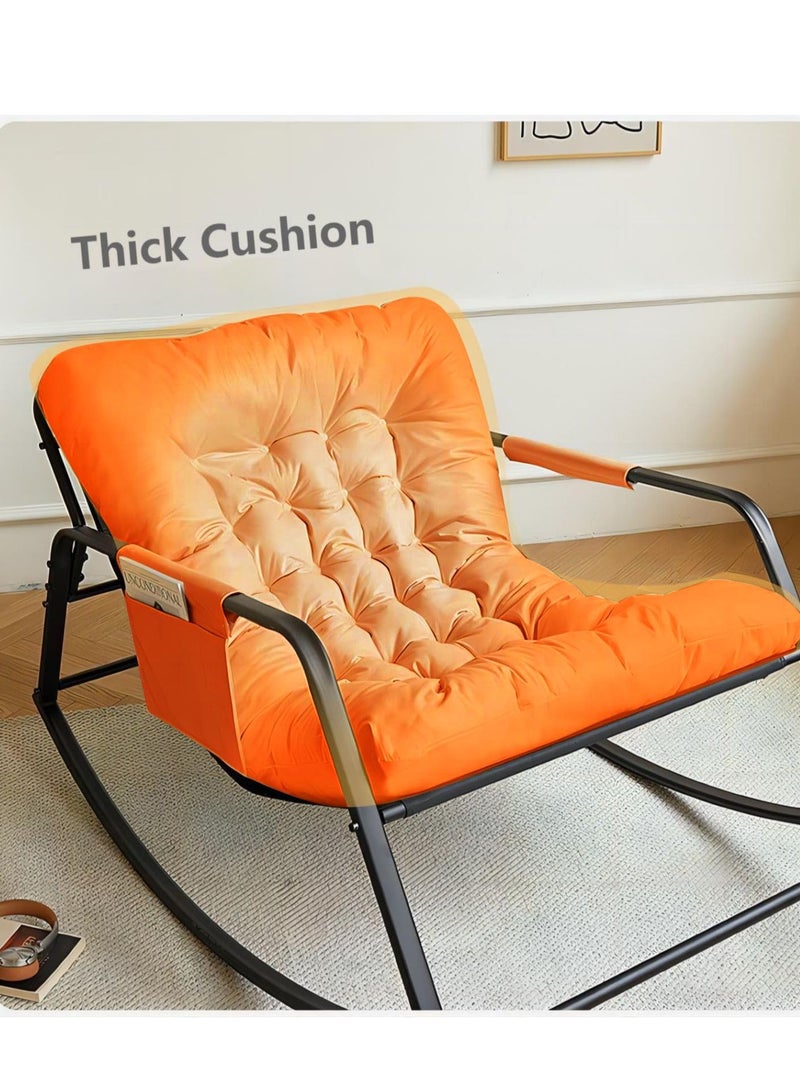Cool Baby COOLBABY Rocking Chair Modern Style Rocking Chair With Reclining Position And Side Pockets Upholstered High Back Rocking Chair Suitable For Balcony Living Room Bedroom And Garden (Orange) - Image 3