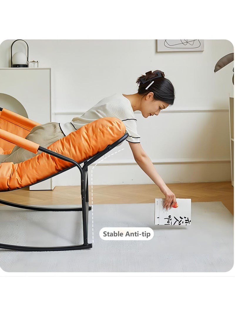 Cool Baby COOLBABY Rocking Chair Modern Style Rocking Chair With Reclining Position And Side Pockets Upholstered High Back Rocking Chair Suitable For Balcony Living Room Bedroom And Garden (Orange) - Image 4