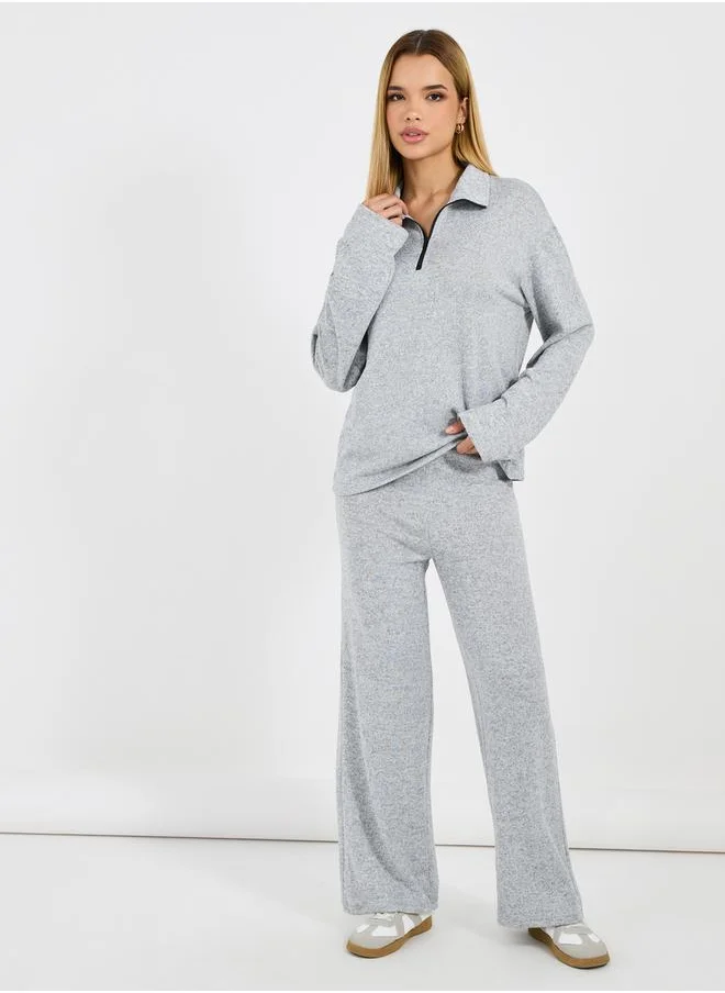Styli Zip Placket Collared Sweatshirt & Joggers Co-Ords