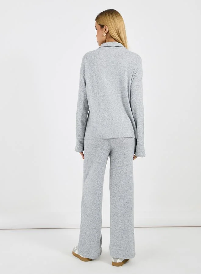 Styli Zip Placket Collared Sweatshirt & Joggers Co-Ords