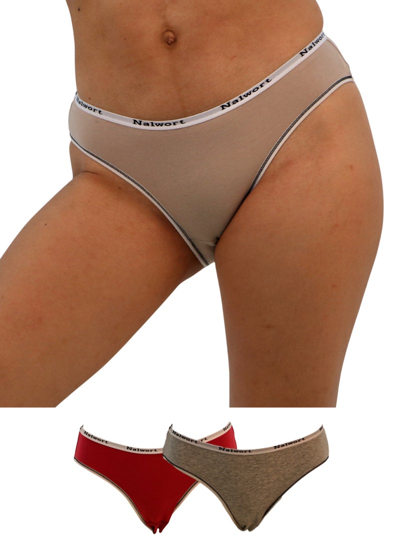 JOANNA JOANNA 108280 Women's Two Tone Lining Design Bikini 3-Pack Panties, Multicolor  - Image 1