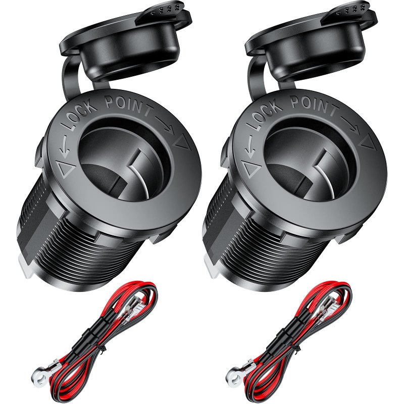KEWIG 12V Cigarette Lighter Socket Car Marine ATV RV Lighter Power Oulet Socket Receptacle 12 Volt Waterproof Plug 2Pack - Image 3