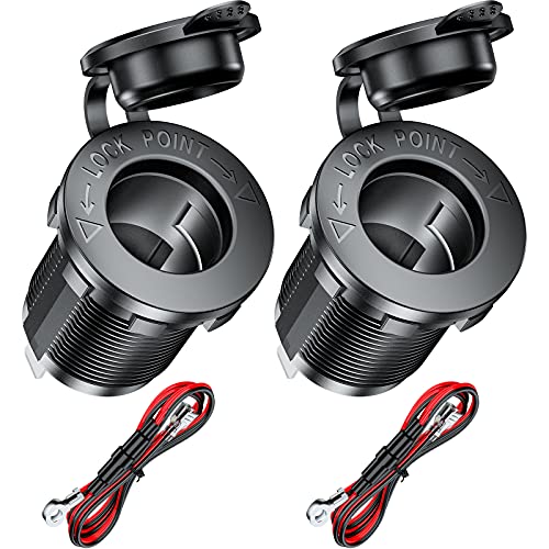 KEWIG 12V Cigarette Lighter Socket Car Marine ATV RV Lighter Power Oulet Socket Receptacle 12 Volt Waterproof Plug 2Pack - Image 1