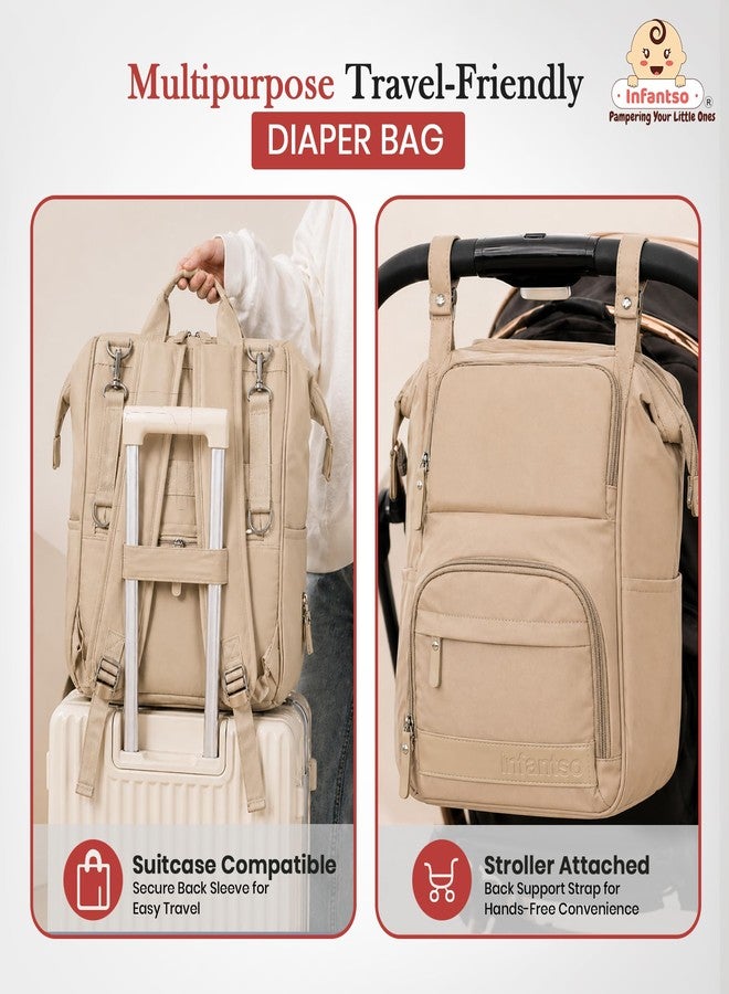 Infantso Premium Multifunctional Waterproof Diaper Bag For Mothers For Travel/Diaper Bags With Multi Compartments, Insulated Bottle Pockets, Hanging Strap, Anti-Theft Pocket, 27Lt Maternity Bag - Image 5