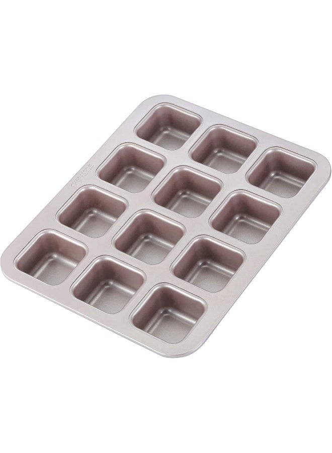 CHEFMADE Brownie Cake Pan, 12-Cavity Non-Stick Square Muffin Pan Blondie Bakeware for Oven Baking (Champagne Gold) - Image 1
