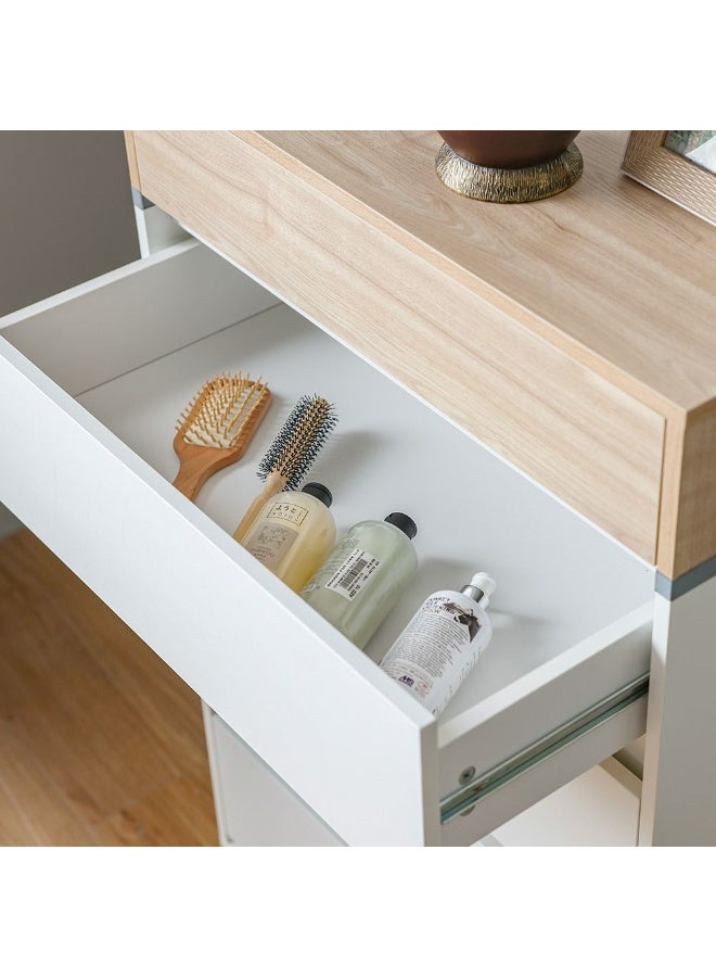 DANUBE HOME خزانة فرازر ذات 5 أدراج | منظم تخزين متعدد الوظائف | خزانة أدراج موفرة للمساحة | أثاث بتصميم عصري لغرفة النوم أو غرفة المعيشة L70xW40xH111.2cm - أبيض / بلوط طبيعي - Image 3