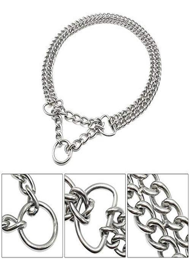 Pet Guard Chrome Stainless Steel 2 Layer Dog Choke Chain 24 Inch Collar (Steel) - Image 2