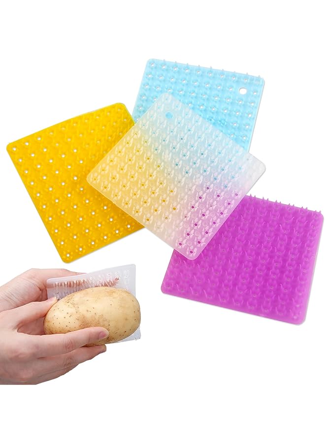 promass Vegetable Brush, Multifunctional Vegetable Brush,Fruit Brush, Silicone Bristles for Deep Cleaning, Ergonomic Finger Grip, Perfect for Fruits Veggies Vegetable(4pcs,Multicolour) - Image 1