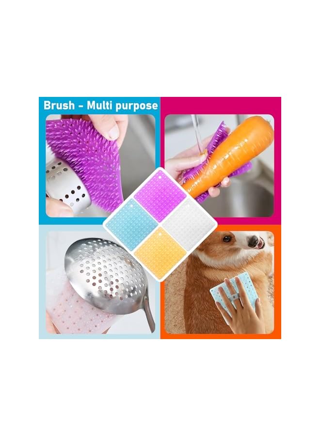 promass Vegetable Brush, Multifunctional Vegetable Brush,Fruit Brush, Silicone Bristles for Deep Cleaning, Ergonomic Finger Grip, Perfect for Fruits Veggies Vegetable(4pcs,Multicolour) - Image 5