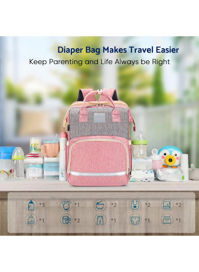 Garosa Baby Diaper Bag Backpack Large Capacity Multifunctional 15 Pockets Waterproof Independent Paper Bag Baby Travel Essentials Bag for Diaper Changing Travel(Gray Pink) - Image 3
