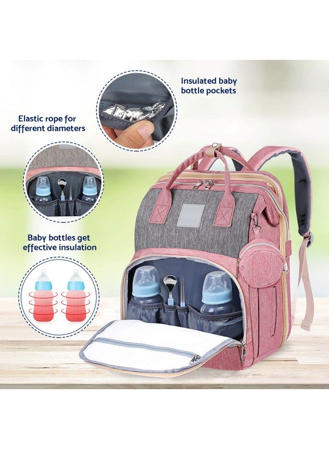 Garosa Baby Diaper Bag Backpack Large Capacity Multifunctional 15 Pockets Waterproof Independent Paper Bag Baby Travel Essentials Bag for Diaper Changing Travel(Gray Pink) - Image 4