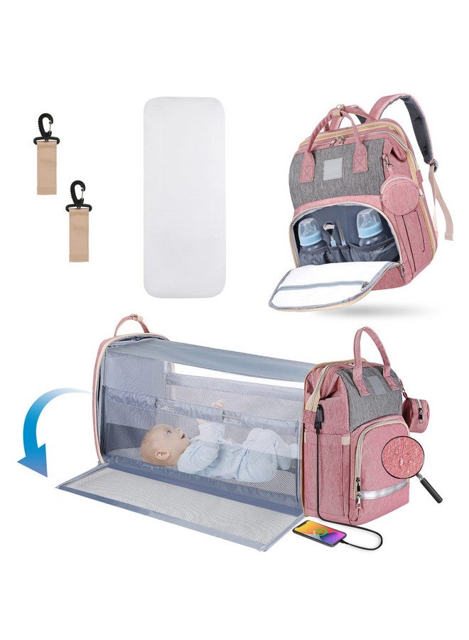 Garosa Baby Diaper Bag Backpack Large Capacity Multifunctional 15 Pockets Waterproof Independent Paper Bag Baby Travel Essentials Bag for Diaper Changing Travel(Gray Pink) - Image 2