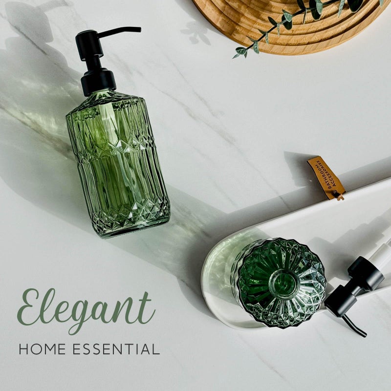 JASAI 18Oz Green Soap Dispenser with Black Rust Proof Pump, Refillable Kitchen soap Dispenser with Thick Glass, Soap Dispenser Bathroom for Hand soap, Dish Soap, Lotion, Body Wash. - Image 5