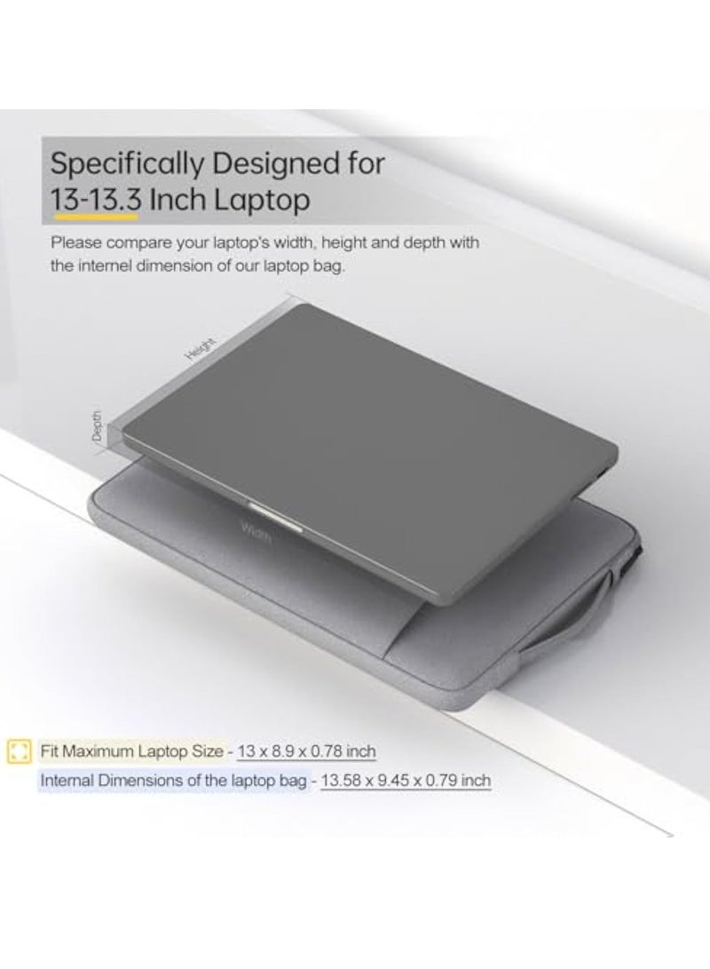 Captaintech 13-13.3 Inch Laptop Sleeve for Acer Spin Chromebook 513 13.3, Lenono Duet 5, Dell ASUS HP 13.3 MacBook Air Case Bag, Light Grey - Image 3