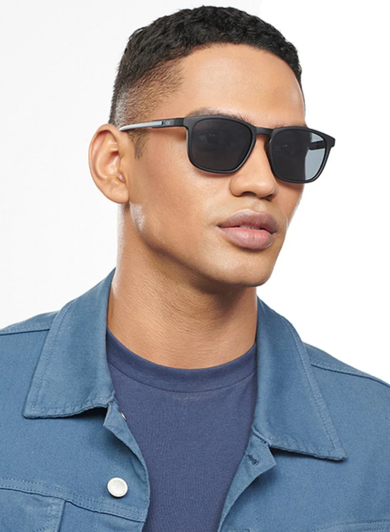 VINCENT CHASE Vincent Chase By Lenskart | Black Grey Full Rim Square Branded Latest and Stylish Sunglasses | Polarized and 100% UV Protected | Men & Women | Medium | LA S13164