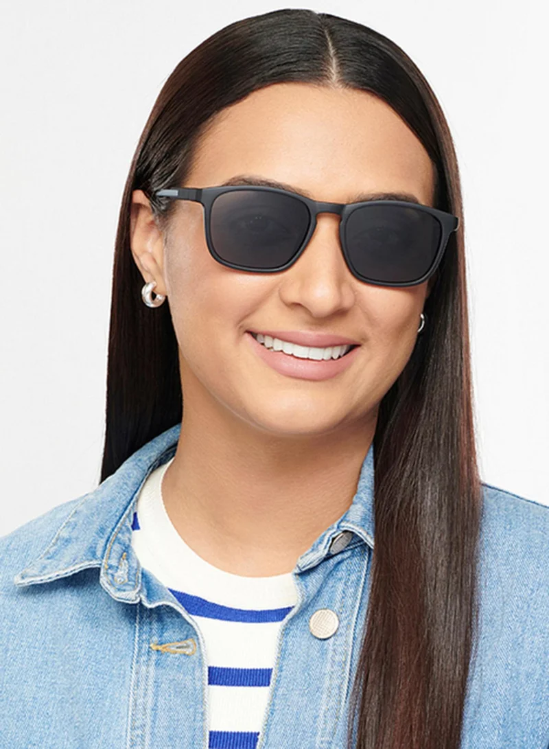 VINCENT CHASE Vincent Chase By Lenskart | Black Grey Full Rim Square Branded Latest and Stylish Sunglasses | Polarized and 100% UV Protected | Men & Women | Medium | LA S13164