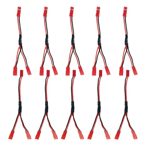 AEDIKO 10pcs JST Plug Splitter Cable 1 JST Male Female to 2 JST Female Y Parallel Cable Harness Wire Compatible with Traxxas Cooling Fan ESC Battery Motor Roof Led Lights - Image 1