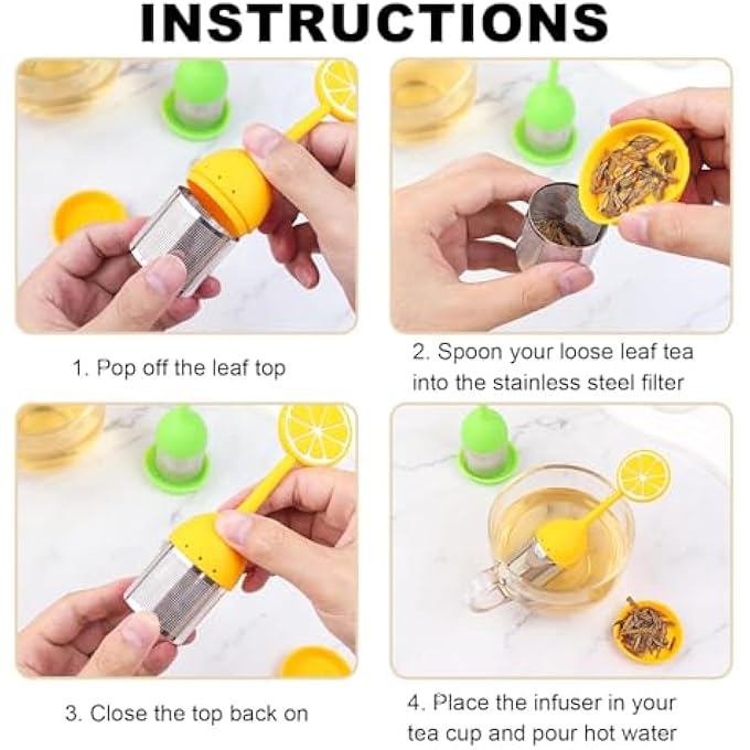 RAYYAN Silicone Tea Infusers For Loose Tea Silicone Tea Steeper Fine Mesh Loose Tea Filter Silicone Lid Tea Cup Filter For Loose Leaf Tea Or Herbal TeaGreen Yellow2 Pack - Image 5