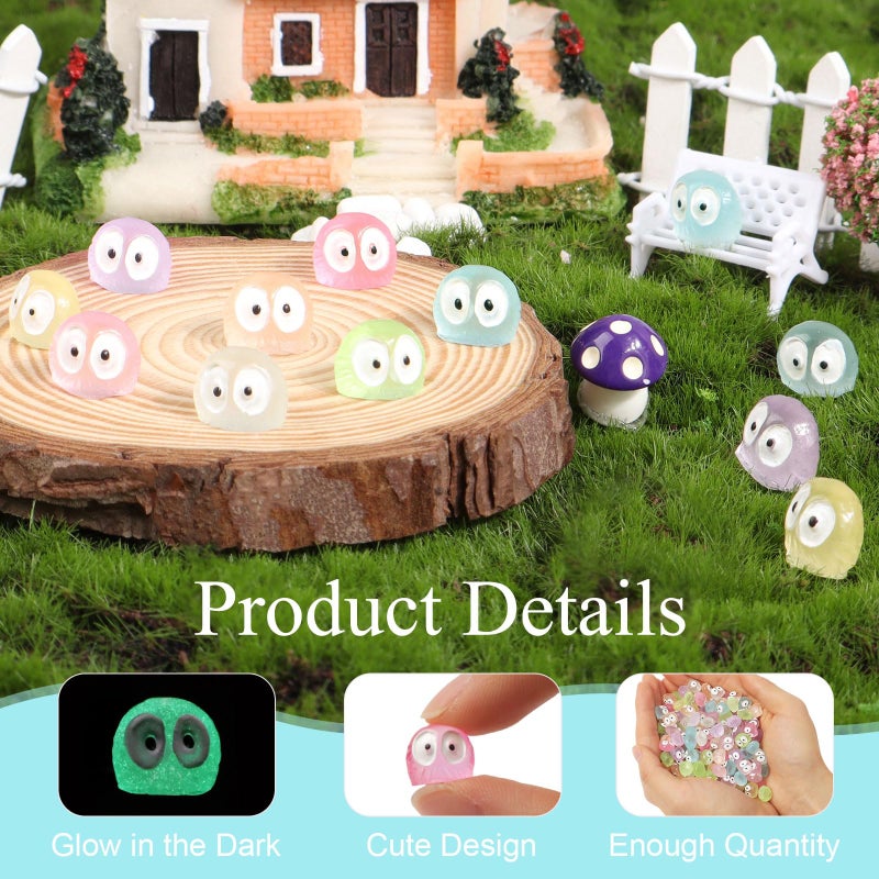 VICROIC 100 PCS Luminous Briquettes, Miniature Ghost, Multicolor Tiny Tree Elves Fairy Figures Glow in The Dark for Fairy Garden Landscape, Cake Decorations, Plants Decor, Outdoor Patio - Image 3
