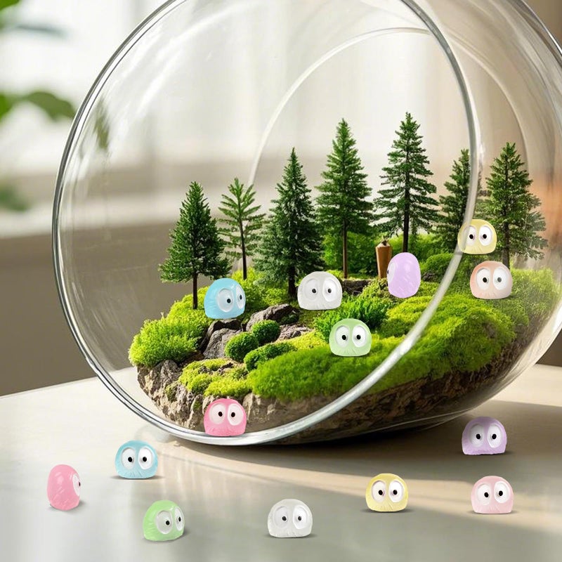 VICROIC 100 PCS Luminous Briquettes, Miniature Ghost, Multicolor Tiny Tree Elves Fairy Figures Glow in The Dark for Fairy Garden Landscape, Cake Decorations, Plants Decor, Outdoor Patio - Image 5
