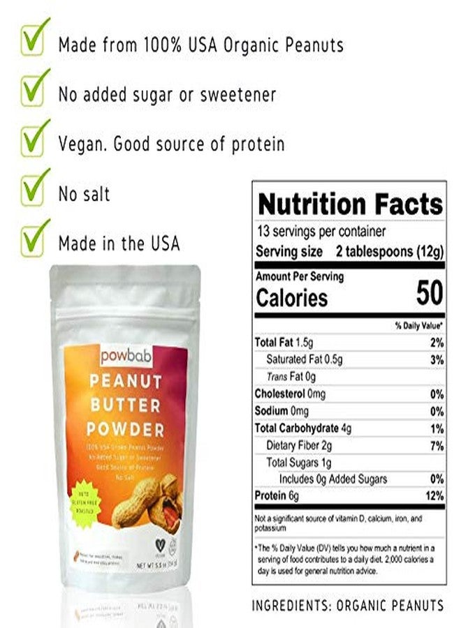 powbab Peanut Butter Powder from 100% USA Grown Organic Peanuts. No Added Sugar, Low Fat, Keto Peanut Butter Flour. Unsweetened and Sugar Free Organic Peanut Butter Powder. Gluten Free. (5.5 Oz) - Image 5